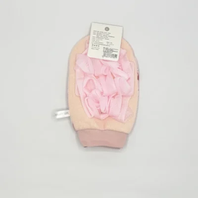 لیف حمام صورتی آلبالویی دوطرفه مدل توری دار