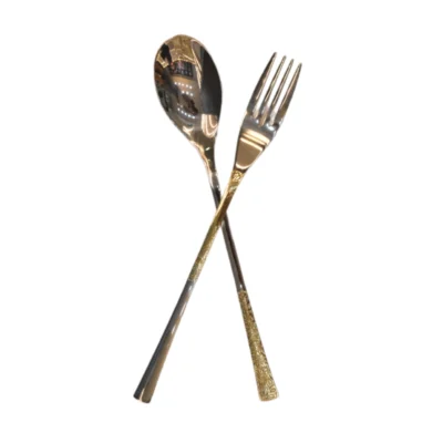 ست ۱۲ تایی قاشق و چنگال استیل طلایی مدل سوفی