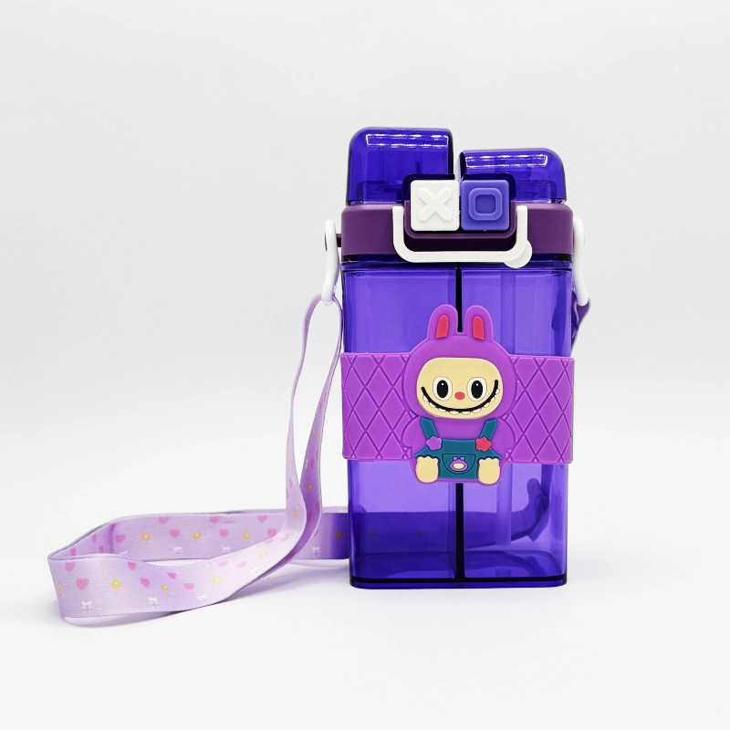 قمقمه بنفش نی دار لبوبو قمقمه دوقلو دو مخزنه بنفش